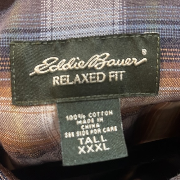 Eddie Bauer relaxed fit plaid button down XXXL Tall - Picture 5 of 7